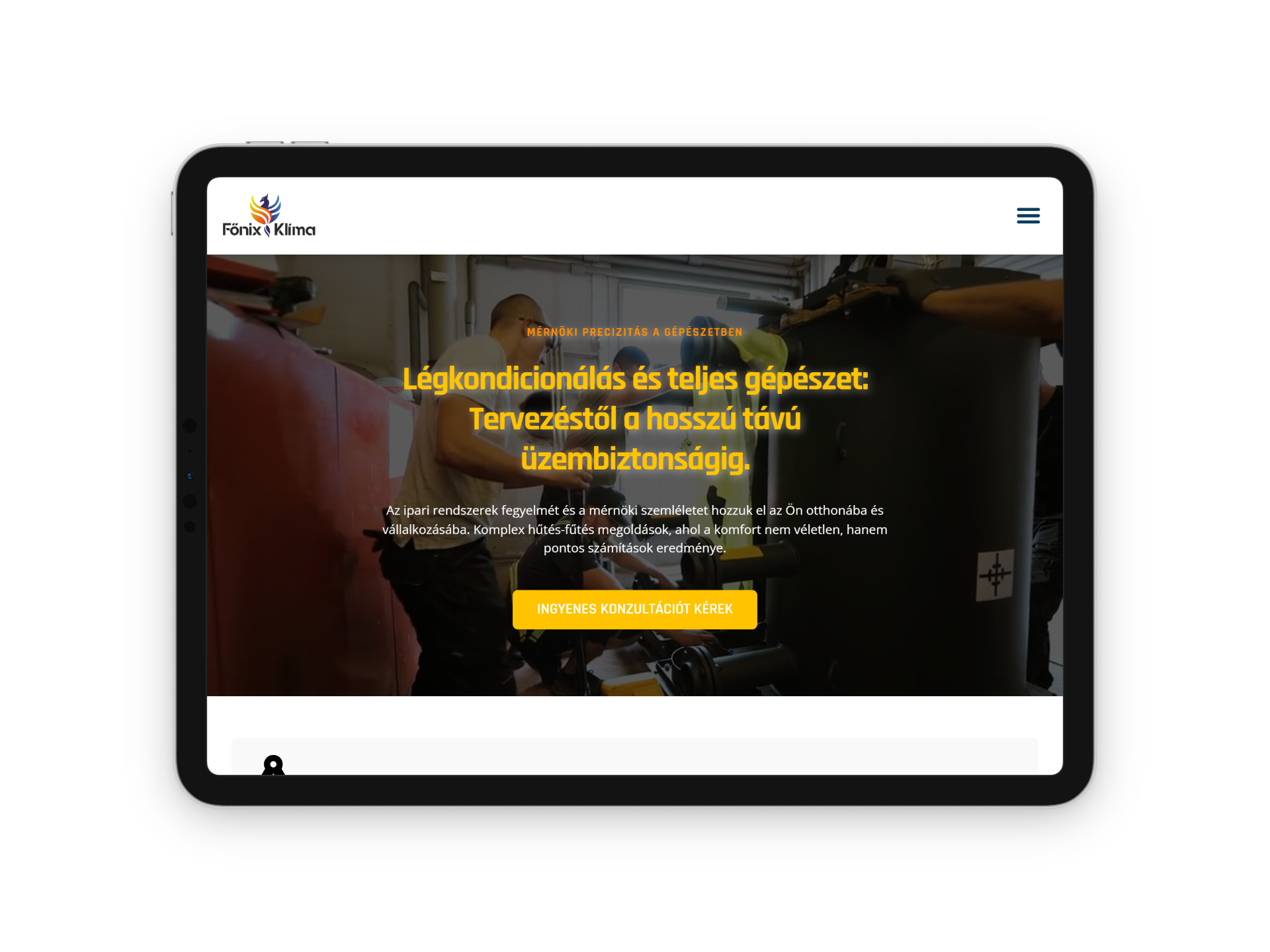 Főnix Klíma Weboldal - Tablet UX Design