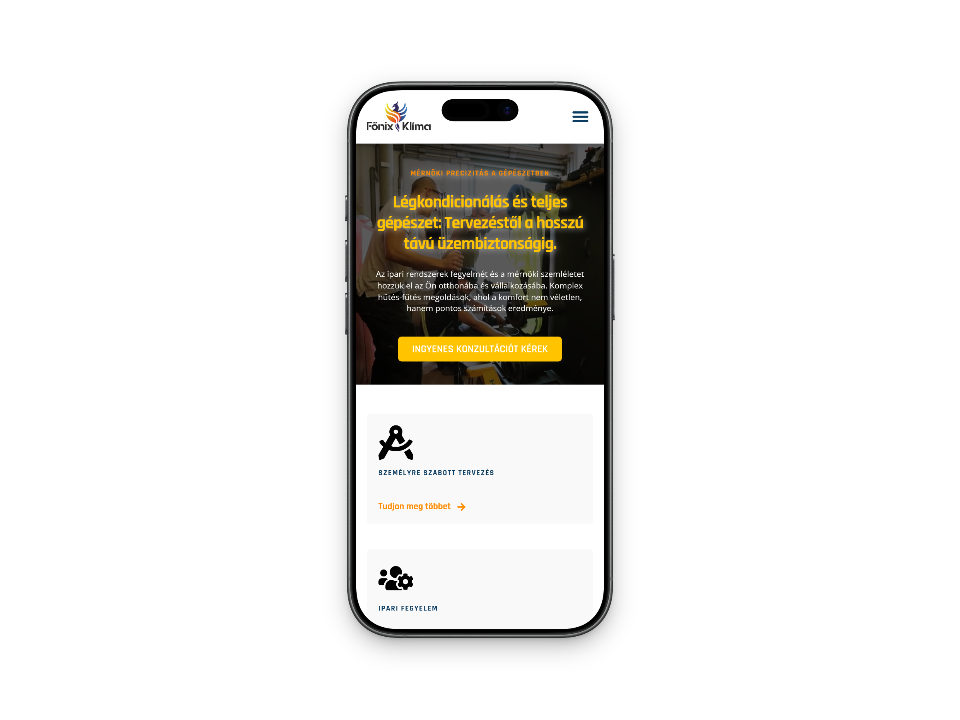 Főnix Klíma Mobil App-szerű Weboldal